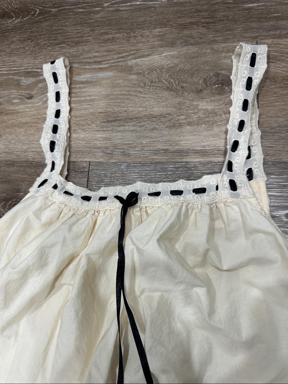 Anthropologie Cream Eyelet Maxi Dress with Black Tie - Picture 3 of 11